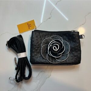 NWT Black Faux Leather Crossbody Purse